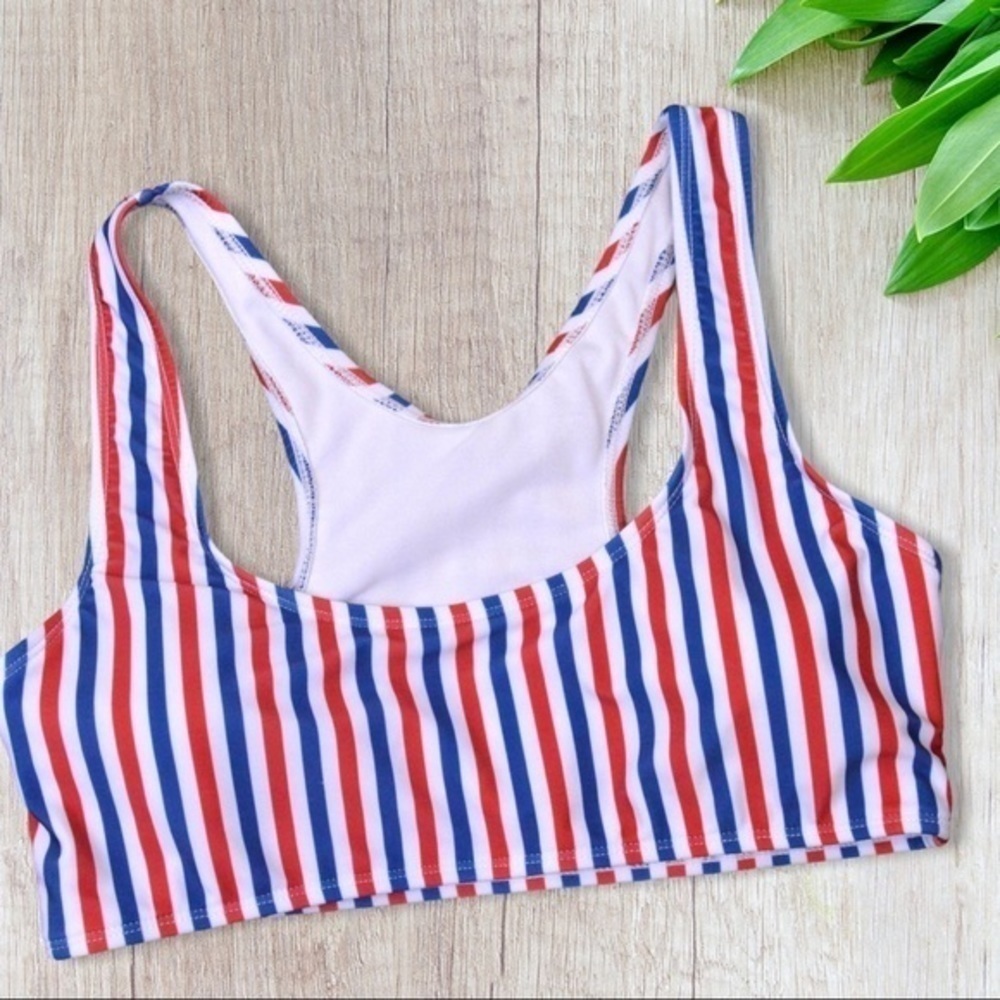 ZAFUL Swim Red/White/Blue Striped Racerback Swim Top, Size 6